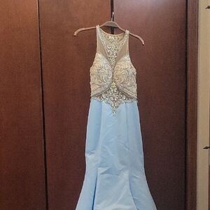 Powder Blue Embellished Dress w/ mermaid skirt sz 6